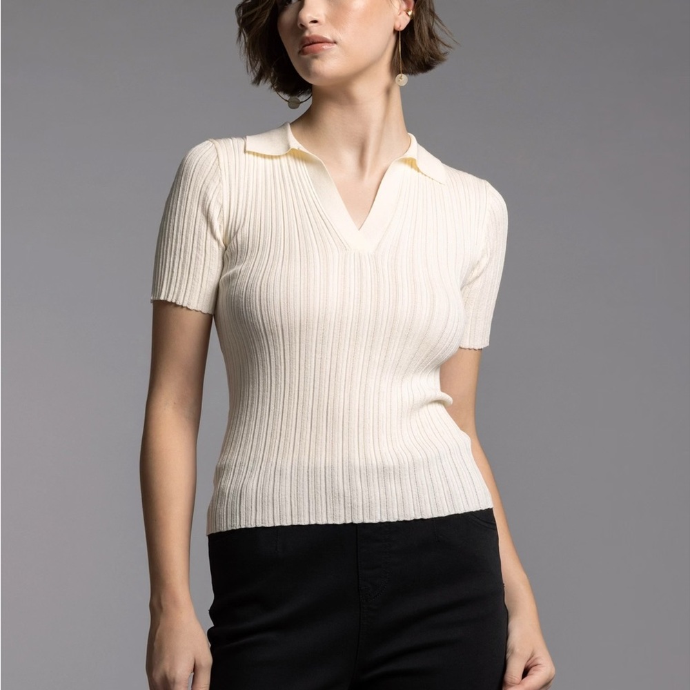 Weekend Ribbed Knit Collared Top, Sizes M + L, NWT - Picture 8 of 9